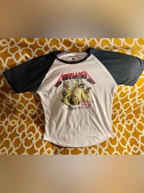Metallica Kids Raglan Tour Tee - White & Black